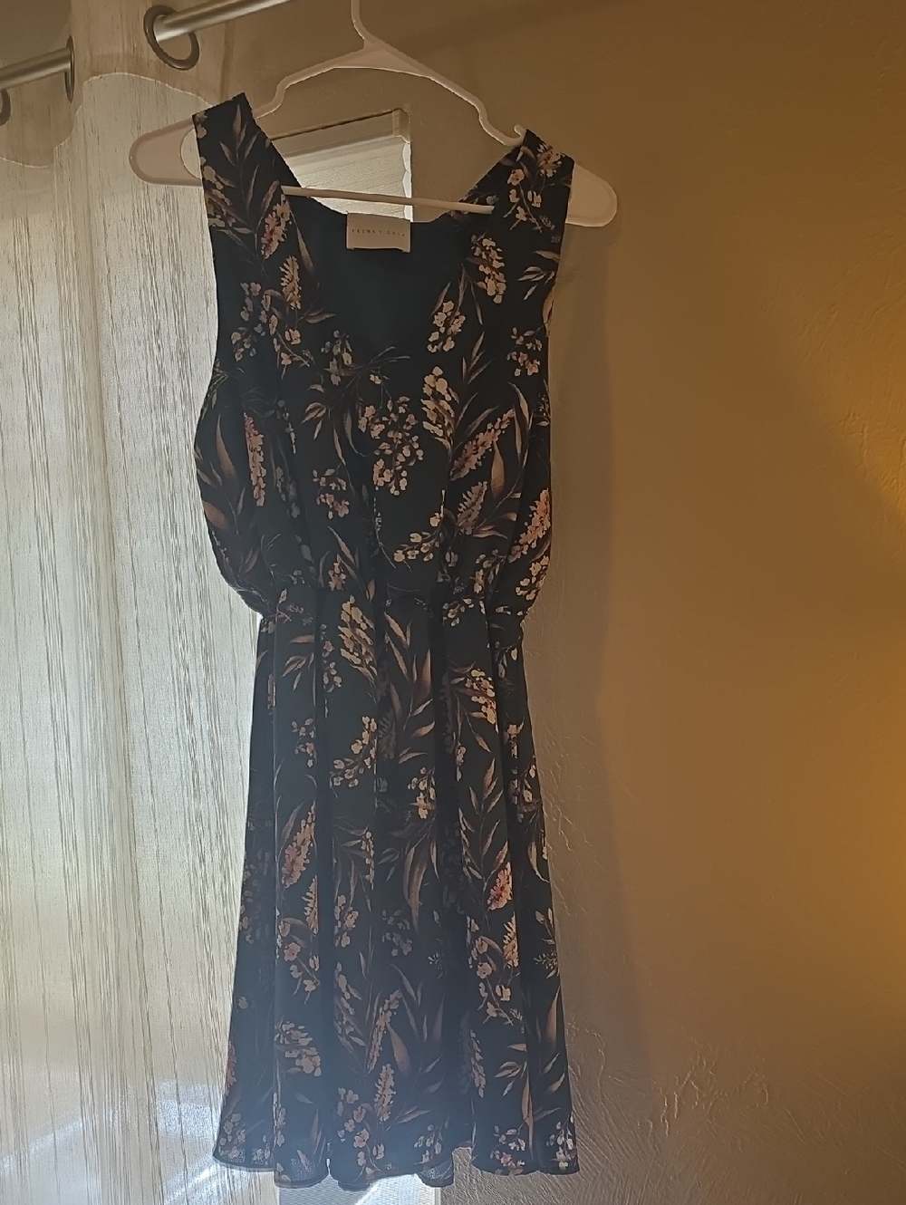 French Grey Black Floral Midi Dress